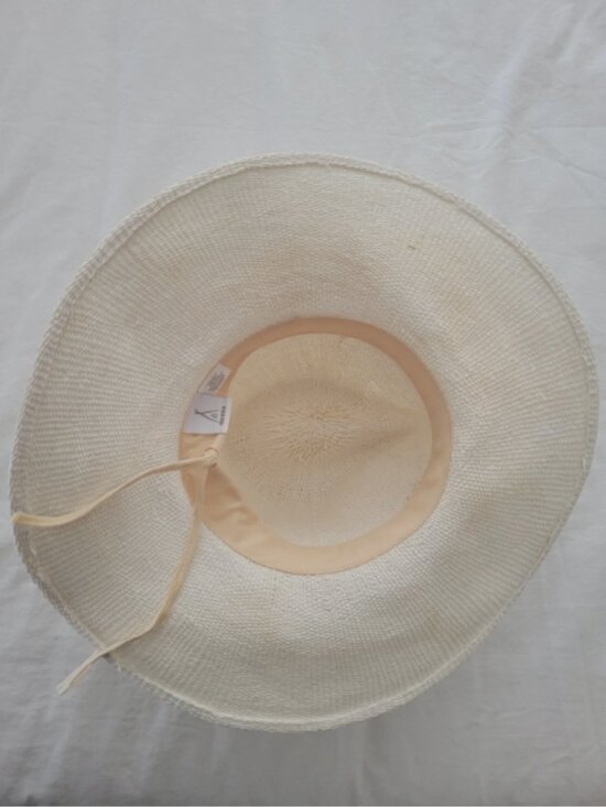 Nikki Beach Barbados Womens Toyo Straw Hat White One Size Wide Brim Boho Beach - Picture 6 of 7